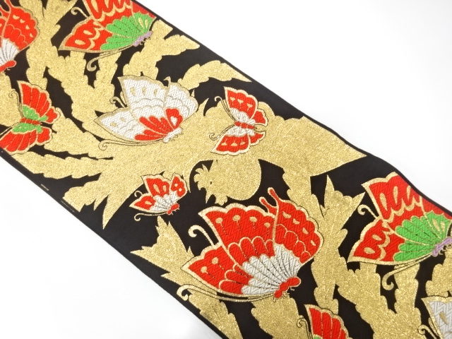 JAPANESE KIMONO / ANTIQUE OBI FOR KIDS / WOVEN BUTTERFLY & PHOENIX